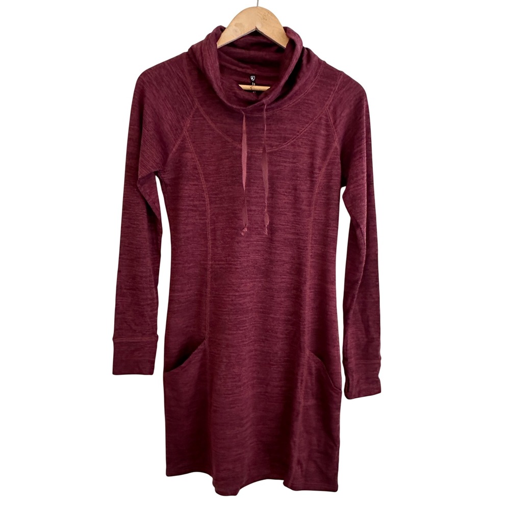 Kuhl Womens Lea Dress Cowl Neck‎ Long Sleeve Size S Burgundy Outdoor Cozy Travel